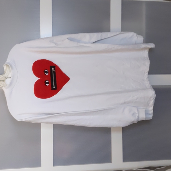 Lazy Oaf Sweaters - Lazy Oaf White Sweatshirt With Red Heart
